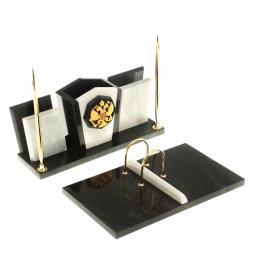 Настольный набор из мрамора &amp;quot;Галант&amp;quot; с гербом РФ