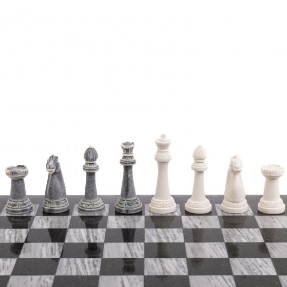 Шахматы &amp;quot;Стаунтон&amp;quot; из мрамолита 44х44 см серый мрамор / змеевик 126447
