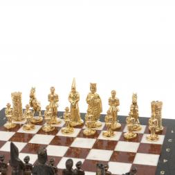 Шахматы из бронзы &amp;quot;Камелот&amp;quot; мрамор лемезит 40х40 см