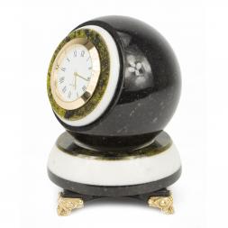 Часы Шар Антистресс из змеевика 8,5х8,5х12,5 см