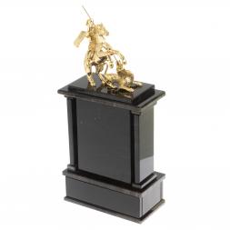 Настольные часы &amp;quot;Георгий Побеносец&amp;quot;из черного обсидиана