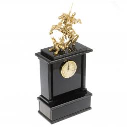 Настольные часы &amp;quot;Георгий Побеносец&amp;quot;из черного обсидиана