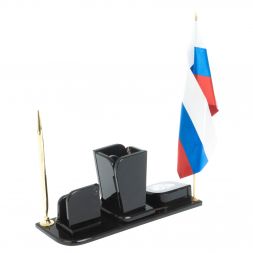 Письменный набор "Символ России" камень черный обсидиан