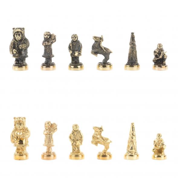 Шахматы бронзовые &amp;quot;Народы севера&amp;quot; доска каменная 40х40 см 119834