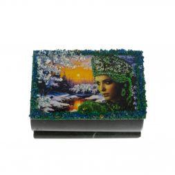 Шкатулка &amp;quot;Хозяйка медной горы. Зима&amp;quot; змеевик 10х6,5х6 см