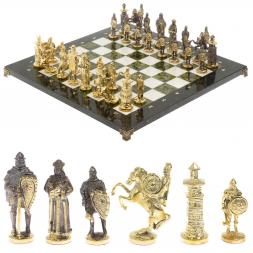 Шахматы подарочные &amp;quot;Богатыри&amp;quot; из мрамора и змеевика 44х44 см