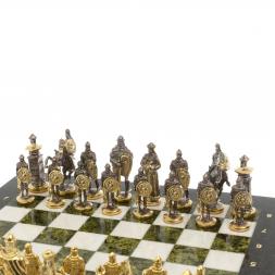 Шахматы подарочные &amp;quot;Богатыри&amp;quot; из мрамора и змеевика 44х44 см