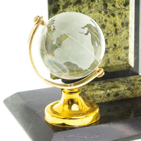 Настольные часы из камня змеевик &amp;quot;Глобус&amp;quot; 113071