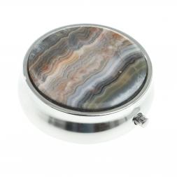 Таблетница на 3 отсека камень шайтанский переливт цвет серебро