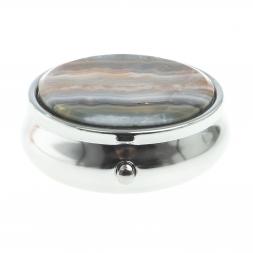 Таблетница на 3 отсека камень шайтанский переливт цвет серебро