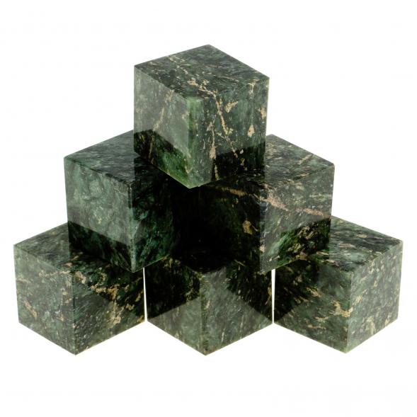 Камни для охлаждения виски набор 6 кубиков темно-зеленый змеевик 123473