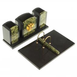 Настольный набор из змеевика "Канцелярский" с гербом РФ