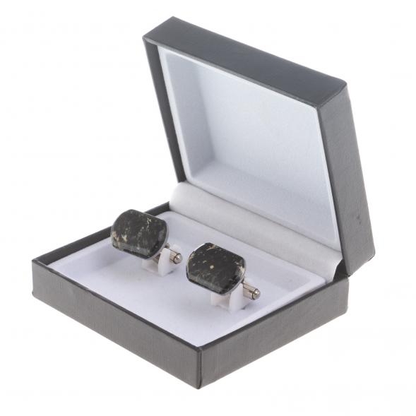 Запонки камень мусковит закругленные 124416