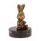 Сувенир "Зайчик сидит" из бронзы на подставке из черного змеевика