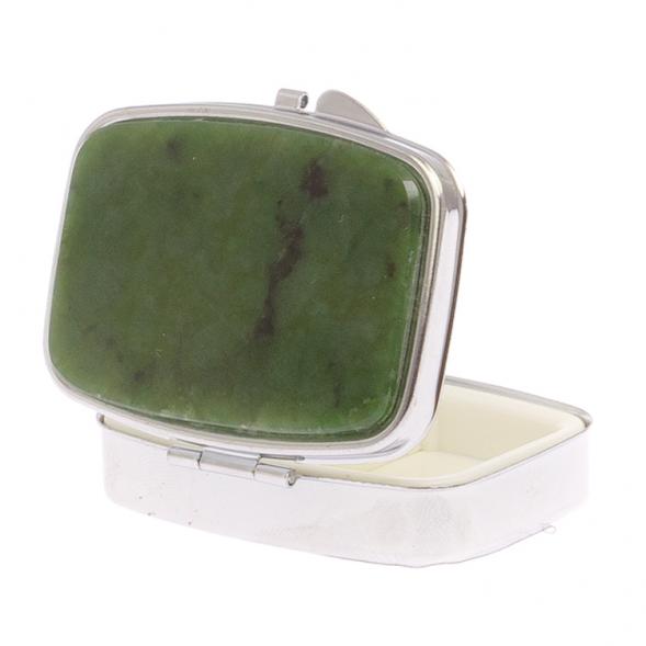 Таблетница на 2 отделения камень нефрит цвет серебро 125622