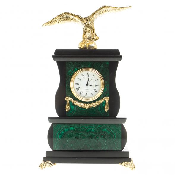 Декоративные часы из малахита &amp;quot;Орел на камне&amp;quot; бронза 116624
