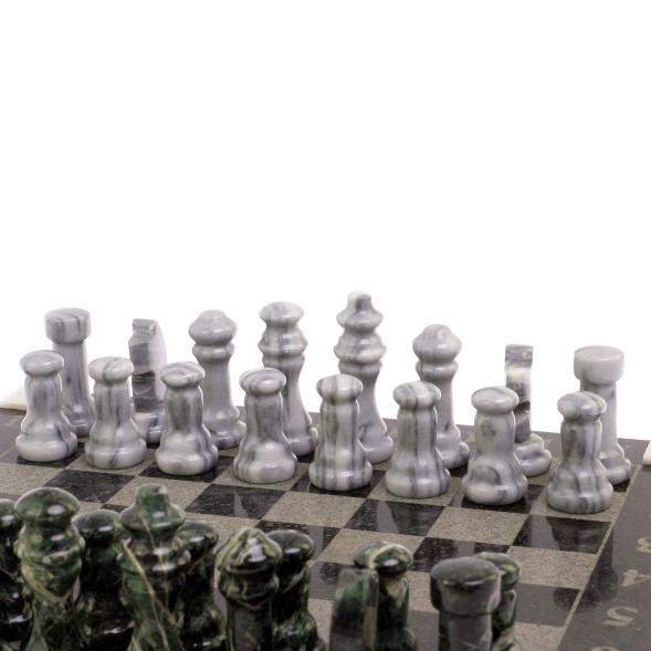 Шахматы с гравировкой &amp;quot;Турнирные&amp;quot; доска 36х36 змеевик серый мрамор 126141