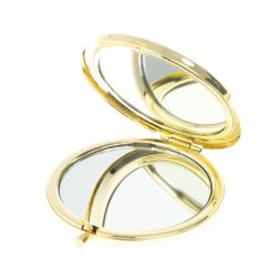 Зеркало карманное круглое из камня парагонит цвет золото