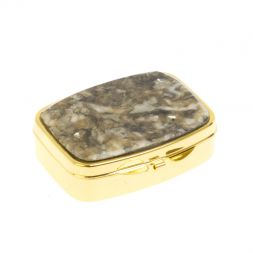 Таблетница на 2 отделения камень жельбертит цвет золото
