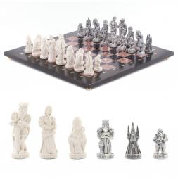 Шахматы настольные &amp;quot;Средневековье&amp;quot; 40х40 см камень лемезит змеевик