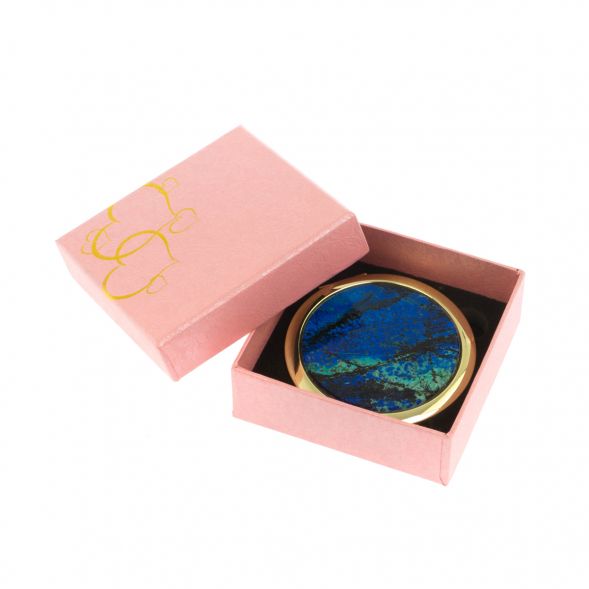 Зеркало круглое из камня азурит цвет золото 129070