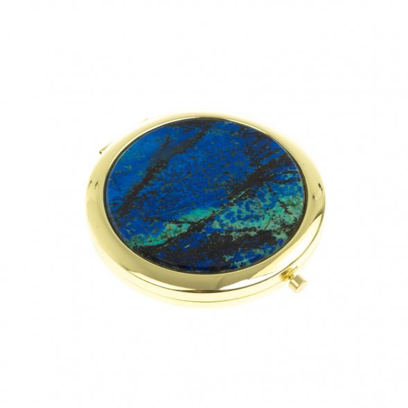 Зеркало круглое из камня азурит цвет золото 129070