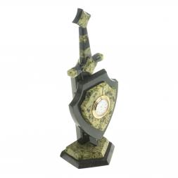 Часы "Щит и меч" малый камень змеевик