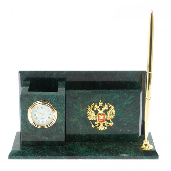 Настольный мини-набор &amp;quot;Гербовый&amp;quot; камень змеевик 113485