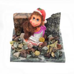 Сувенир &amp;quot;Обезьянка с колокольчиком №4&amp;quot; змеевик