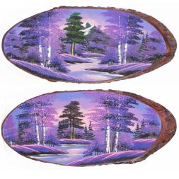 Панно на срезе дерева "Рассвет" горизонтальное 80-85 см каменная крошка