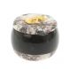 Шкатулка круглая из креноида и черного змеевика 7х7х6 см 127699