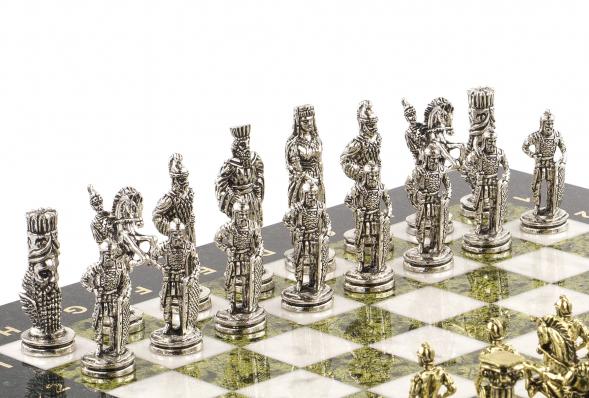 Шахматы декоративные &amp;quot;Александр Македонский&amp;quot; доска 36х36 см мрамор змеевик 120736