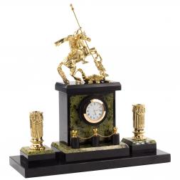 Настольный набор "Святой Георгий Победоносец" камень змеевик бронза