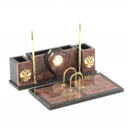 Письменный набор &amp;quot;Щит&amp;quot; из камня лемезит