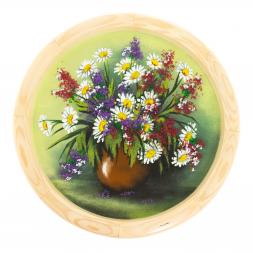 Тарелка декоративная "Букет ромашек" 40 см зелёный фон
