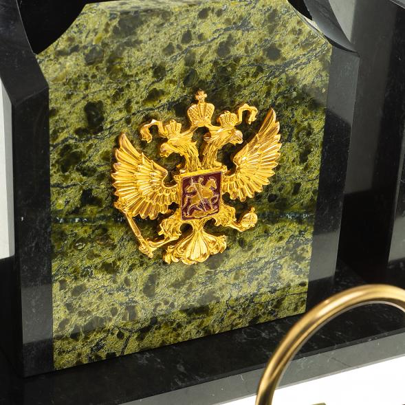Настольный набор из змеевика &amp;quot;Грани&amp;quot; с гербом РФ 124002