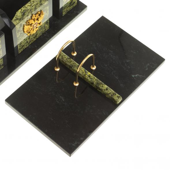 Настольный набор из змеевика &amp;quot;Грани&amp;quot; с гербом РФ 124002