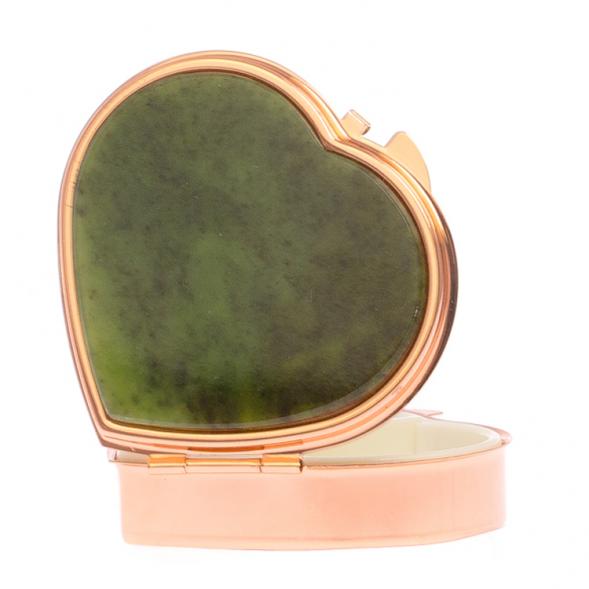 Таблетница &amp;quot;Сердце&amp;quot; на 3 отделения камень нефрит цвет красное золото 125623