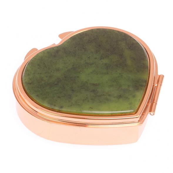 Таблетница &amp;quot;Сердце&amp;quot; на 3 отделения камень нефрит цвет красное золото 125623