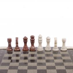 Шахматы с гравировкой &amp;quot;Турнирные&amp;quot; доска 36х36 см лемезит белый мрамор