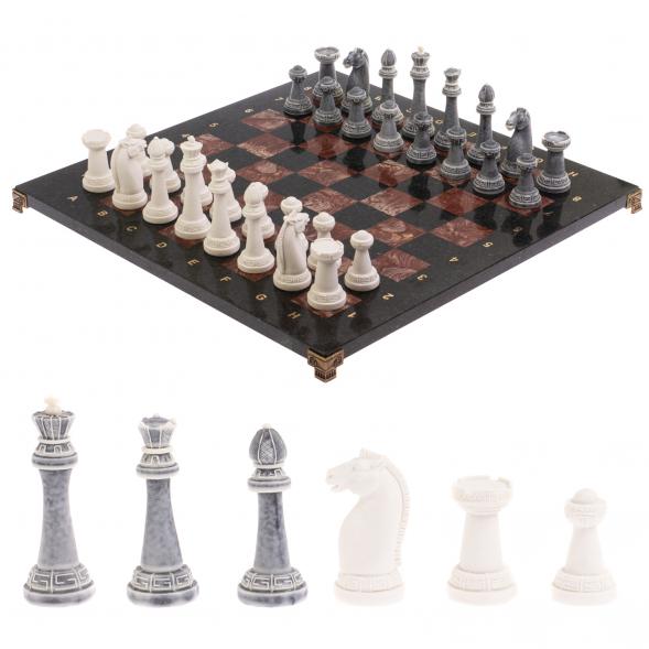 Шахматы &amp;quot;Стаунтон&amp;quot; из мрамолита 44х44 см лемезит / змеевик 126449