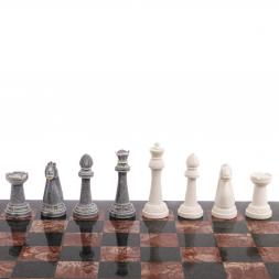 Шахматы "Стаунтон" из мрамолита 44х44 см лемезит / змеевик
