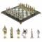 Подарочные шахматы "Русь" доска 40х40 см мрамор шабровский змеевик