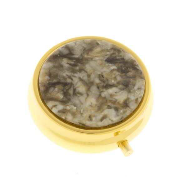 Таблетница на 3 отсека камень жельбертит цвет золото 127856