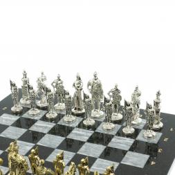 Шахматы подарочные &amp;quot;Русь&amp;quot; доска 40х40 см из серого мрамора