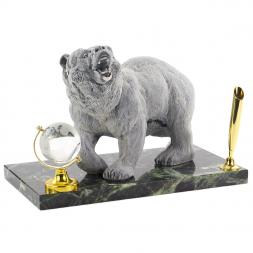 Подставка под ручку "Медведь" змеевик мрамолит