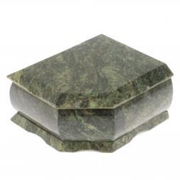 Шкатулка из змеевика с зеркалом 11,5х11х6 см