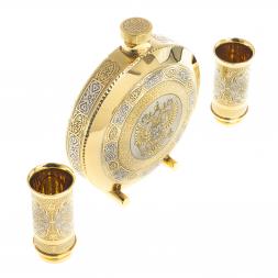 Фляжка с двумя стопками для водки "Герб" Златоуст