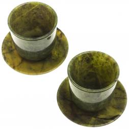 Кофейная пара камень нефрит (2 чашки, 2 блюдца)