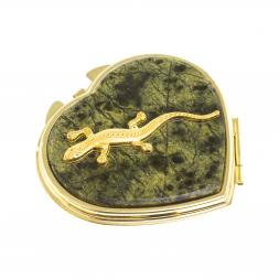 Зеркальце &amp;quot;Сердце&amp;quot; из змеевика с прямой ящерицей цвет золото